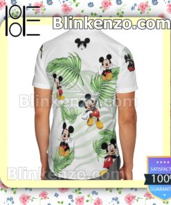 Mickey Mouse Palm Leaves White Summer Hawaiian Shirt b