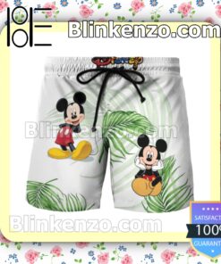 Mickey Mouse Palm Leaves White Summer Hawaiian Shirt c