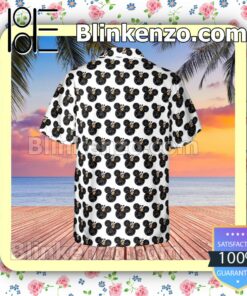 Mickey Mouse Pattern Disney Cartoon Graphics Black White Summer Hawaiian Shirt, Mens Shorts a