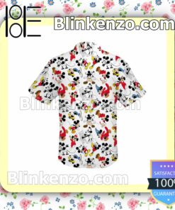 Mickey Mouse Patterns Disney Cartoon Graphics White Red Summer Hawaiian Shirt, Mens Shorts a