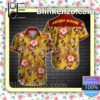 Mickey Mouse Red Hibiscus Palm Leaves Yellow Summer Shirt