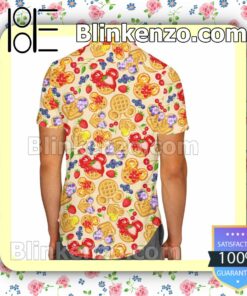 Mickey Mouse Strawberry Waffles Disney Cartoon Graphics Summer Hawaiian Shirt, Mens Shorts a