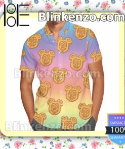 Mickey Mouse Waffles Disney Cartoon Graphics Ombre  Summer Hawaiian Shirt, Mens Shorts