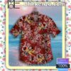 Mickey On The Plane Flower Red Summer Shirts