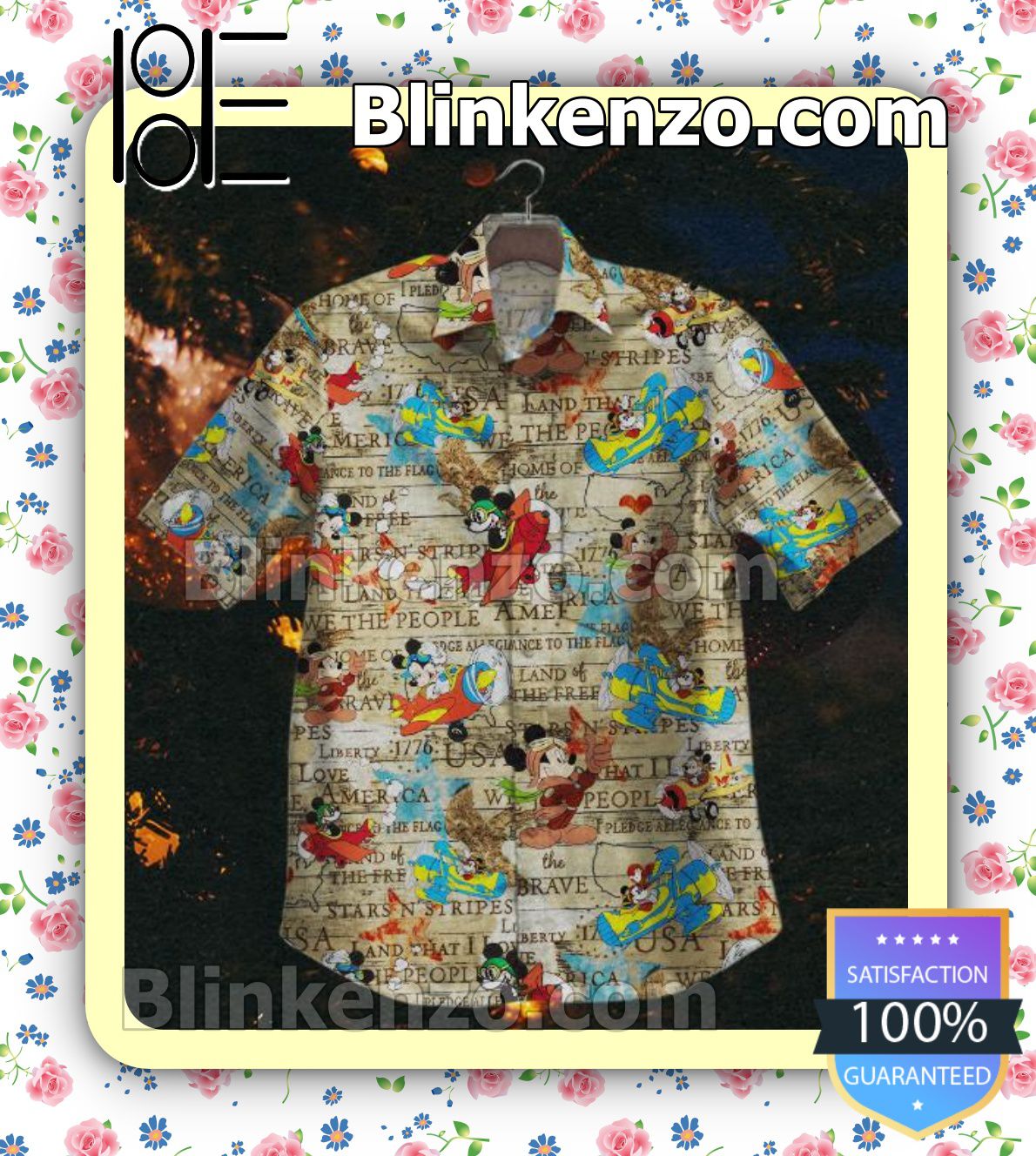 Mickey On The Plane Map Summer Shirts
