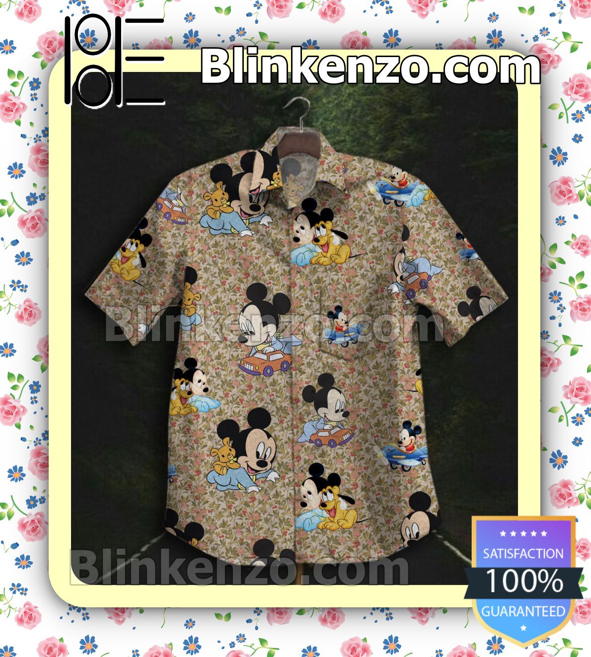 Mickey Playing With Friends Little Flower Summer Shirts