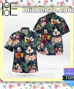 Mickey Plumeria Tropical Leaves Hawaiian Shirts, Swim Trunks