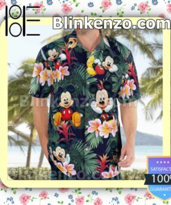 Mickey Plumeria Tropical Leaves Hawaiian Shirts, Swim Trunks b