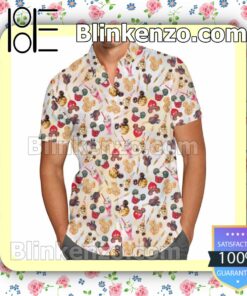 Mickey Snacks Pattern Disney Cartoon Graphics Summer Hawaiian Shirt, Mens Shorts