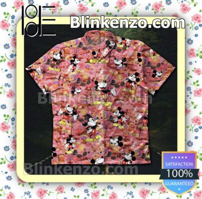 Mickey The Sun And Moon Pattern Pink Summer Shirts
