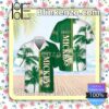 Mickey's Fine Malt Liquor Palm Tree White Green Summer Hawaiian Shirt