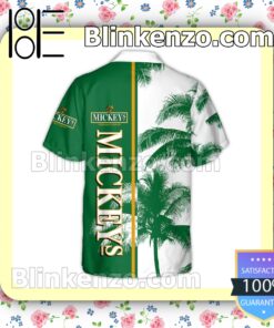 Mickey's Fine Malt Liquor Palm Tree White Green Summer Hawaiian Shirt b