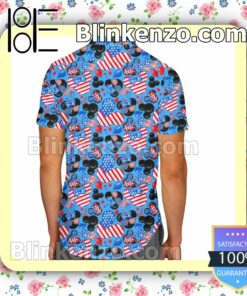 Mickey's Fourth of July Pattern Blue Summer Hawaiian Shirt, Mens Shorts a