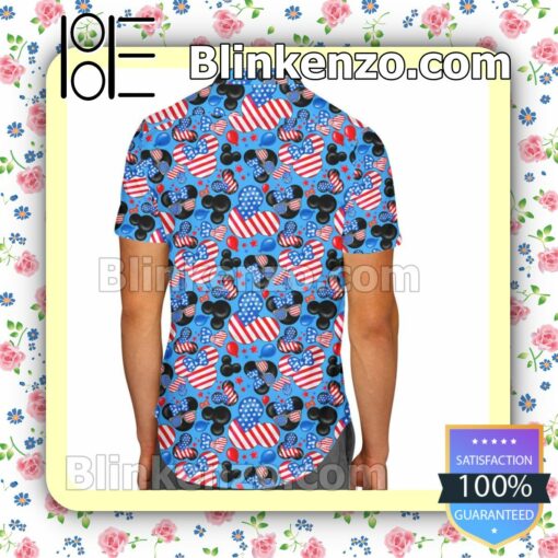 Mickey's Fourth of July Pattern Blue Summer Hawaiian Shirt, Mens Shorts a