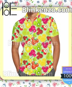 Mickey's Fruit Fiesta Pattern Disney Cartoon Graphics Summer Hawaiian Shirt, Mens Shorts