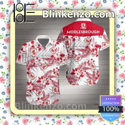 Middlesbrough Red Tropical Floral White Summer Shirts