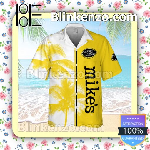 Mike's Hard Lemonade Palm Tree White Yellow Summer Hawaiian Shirt a