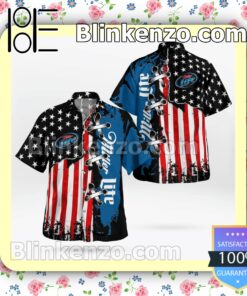 Miller Lite American Flag Color Summer Hawaiian Shirt