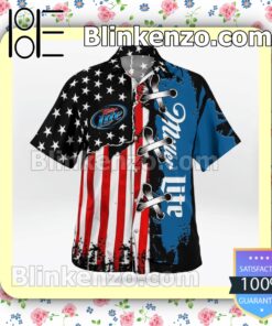 Miller Lite American Flag Color Summer Hawaiian Shirt a