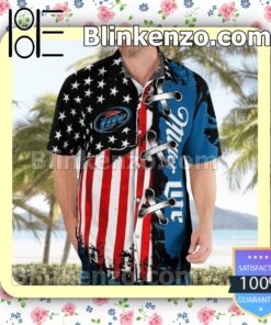 Miller Lite American Flag Color Summer Hawaiian Shirt b