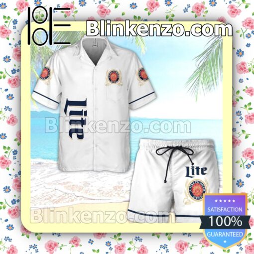 Miller Lite Beer Logo White Summer Hawaiian Shirt