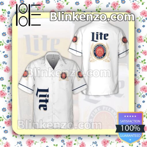 Miller Lite Beer Logo White Summer Hawaiian Shirt a