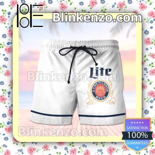 Miller Lite Beer Logo White Summer Hawaiian Shirt b