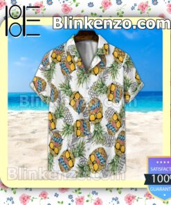 Miller Lite Funny Pineapple Unisex White Summer Hawaiian Shirt