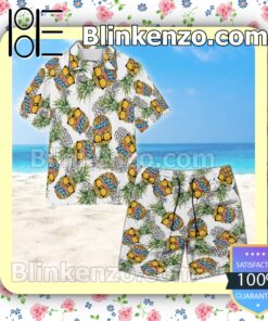 Miller Lite Funny Pineapple Unisex White Summer Hawaiian Shirt a