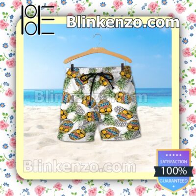 Miller Lite Funny Pineapple Unisex White Summer Hawaiian Shirt b