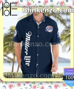 Miller Lite Navy Summer Hawaiian Shirt b