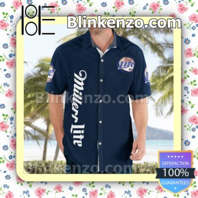 Miller Lite Navy Summer Hawaiian Shirt b