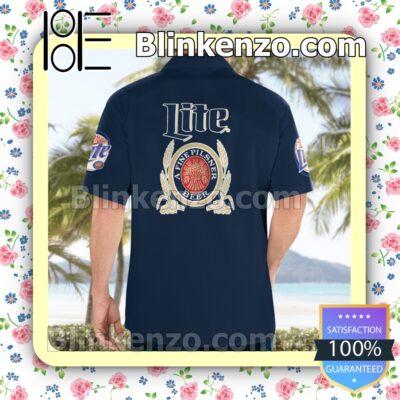 Miller Lite Navy Summer Hawaiian Shirt c