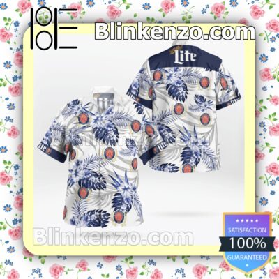 Miller Lite White Summer Hawaiian Shirt