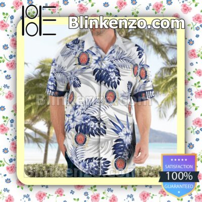 Miller Lite White Summer Hawaiian Shirt b