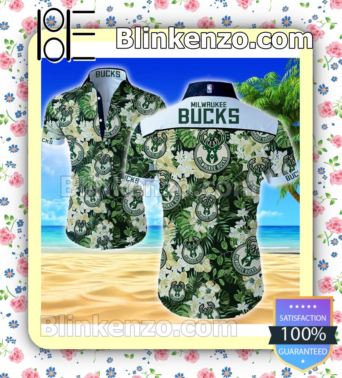 Milwaukee Bucks Floral Summer Hawaiian Shirt, Mens Shorts