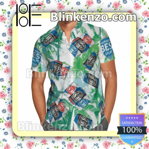 Milwaukee's Best Ice Palm Tree Summer Hawaiian Shirt, Mens Shorts