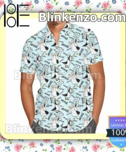 Mine Mine Seagulls Finding Nemo Disney Cartoon Graphics Light Blue Summer Hawaiian Shirt, Mens Shorts