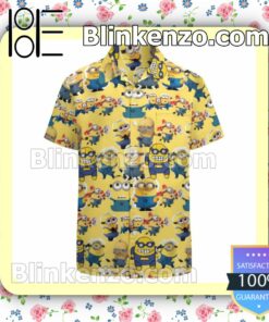 Minions Yellow Cute Pattern Disney Summer Hawaiian Shirt, Mens Shorts