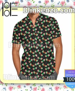 Minnie Ears Christmas Lollipop Disney Cartoon Graphics Black Summer Hawaiian Shirt, Mens Shorts