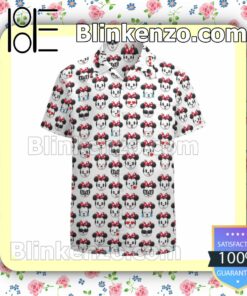 Minnie Emoji Pattern Disney White Summer Hawaiian Shirt, Mens Shorts