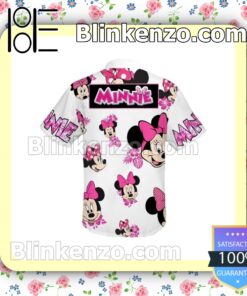 Minnie Mouse Hibicus Disney Cartoon Graphics White Pink Summer Hawaiian Shirt b
