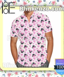 Minnie Mouse Pink Hearts Pattern Disney Cartoon Graphics Summer Hawaiian Shirt, Mens Shorts