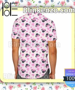 Minnie Mouse Pink Hearts Pattern Disney Cartoon Graphics Summer Hawaiian Shirt, Mens Shorts a