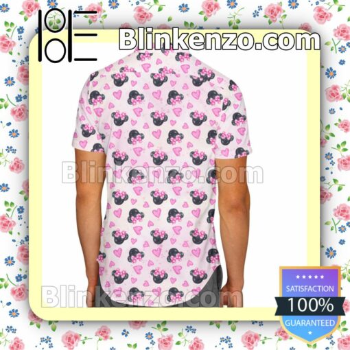 Minnie Mouse Pink Hearts Pattern Disney Cartoon Graphics Summer Hawaiian Shirt, Mens Shorts a