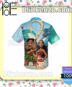 Moana & Maui Disney Cartoon Graphics Summer Hawaiian Shirt, Mens Shorts a