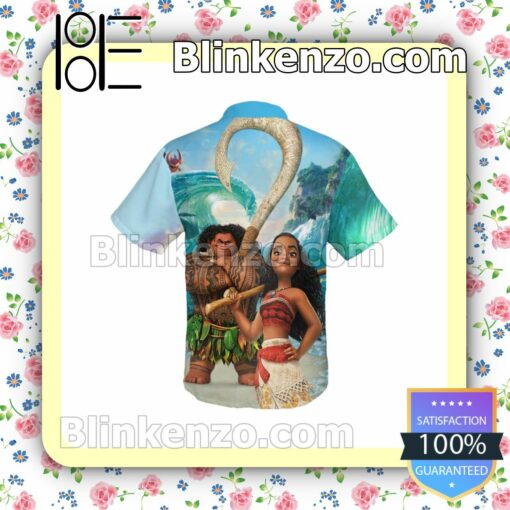 Moana & Maui Disney Cartoon Graphics Summer Hawaiian Shirt, Mens Shorts a