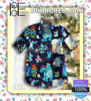 Monsters Inc Christmas Bunch Of Grapes Navy Button-down Shirts