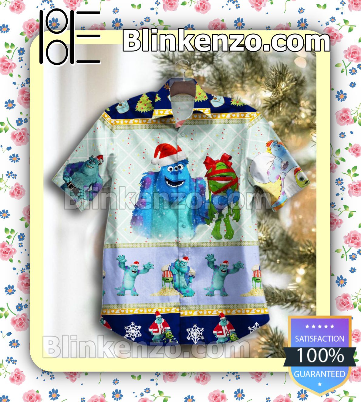 Monsters Inc Christmas Casual Button-down Shirts
