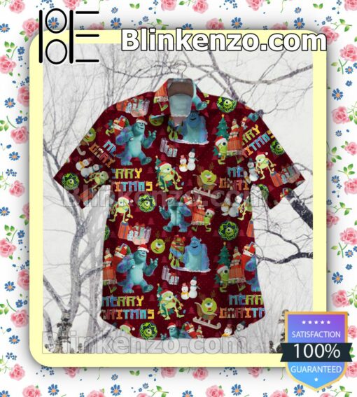 Monsters Inc Merry Christmas Button-down Shirts